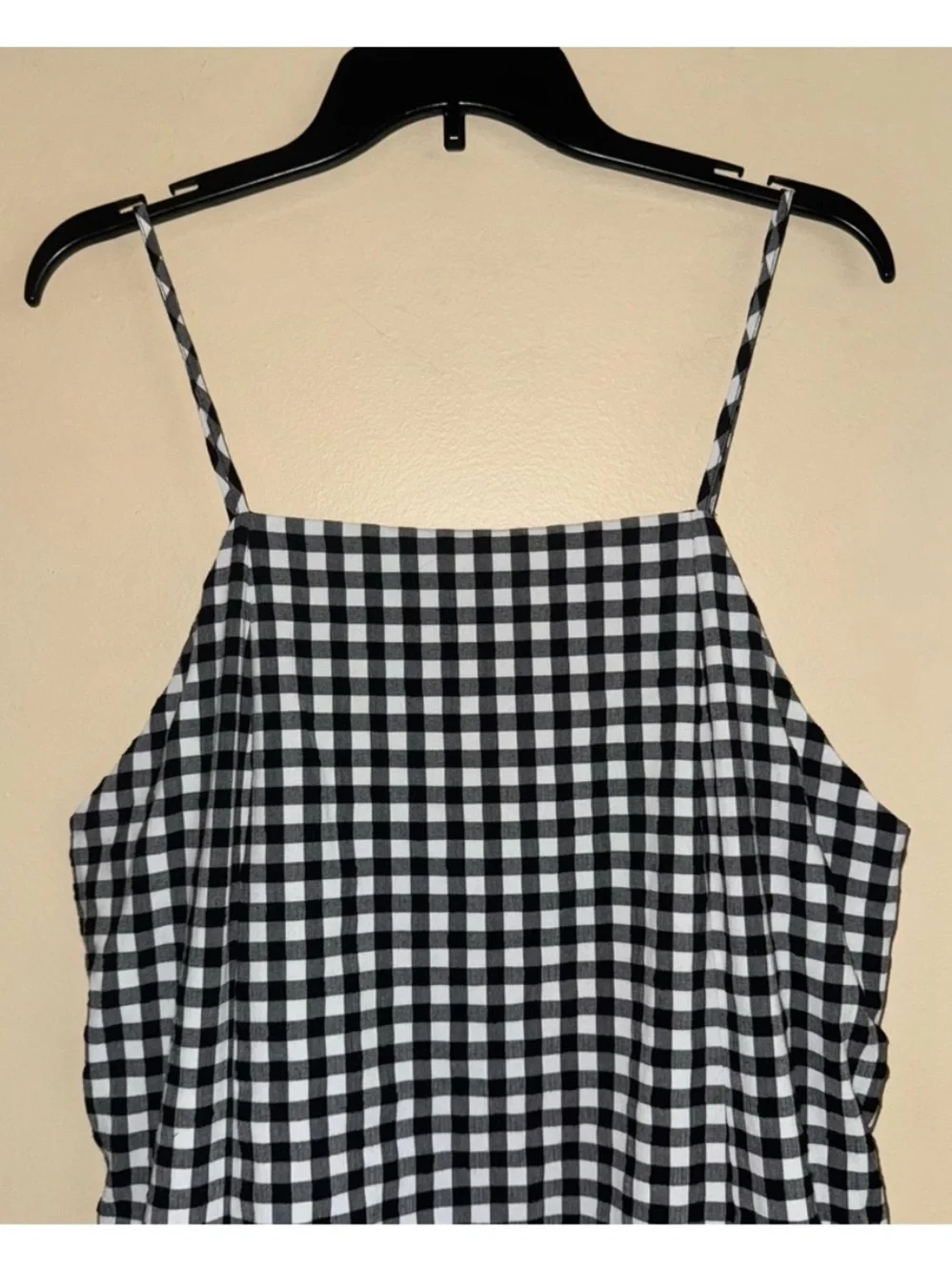 Anthropologie Black White Gingham Apron Style Mini Dress Size L NWOT!